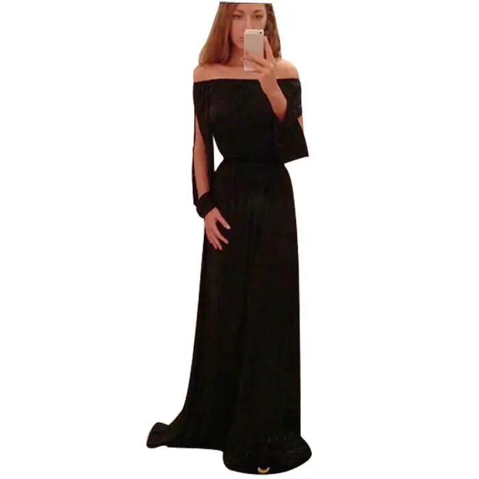 2015 Для женщин Мода Разделение с длинным рукавом шифоновое платье торжественные