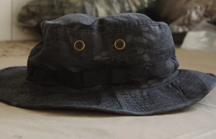 Новое прибытие Boonie Hat Highlander цветная Лоскутная стильная тактическая круглая шляпа мужская хлопковая кепка - Цвет: Kryptek Black
