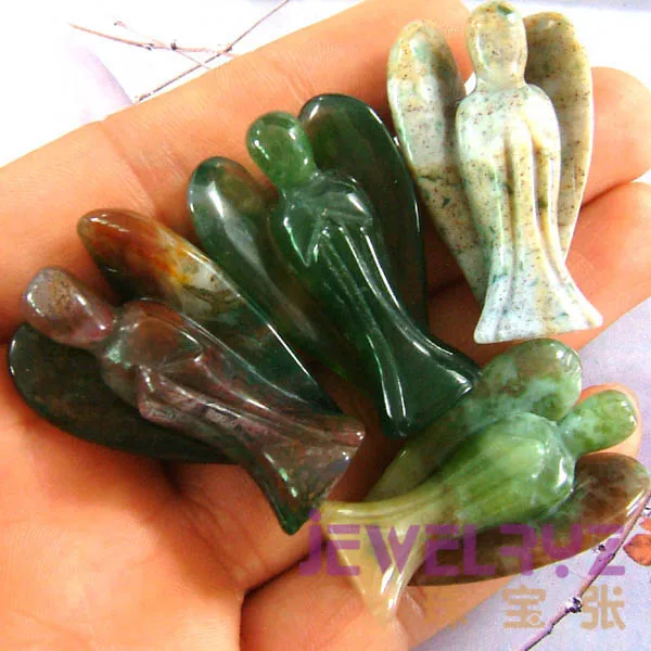 

New 2020 Fashion Natural Beautiful Indian agates Angel Charms Statue Carved Angel Figurine With Wing Pendant Stone Pendants
