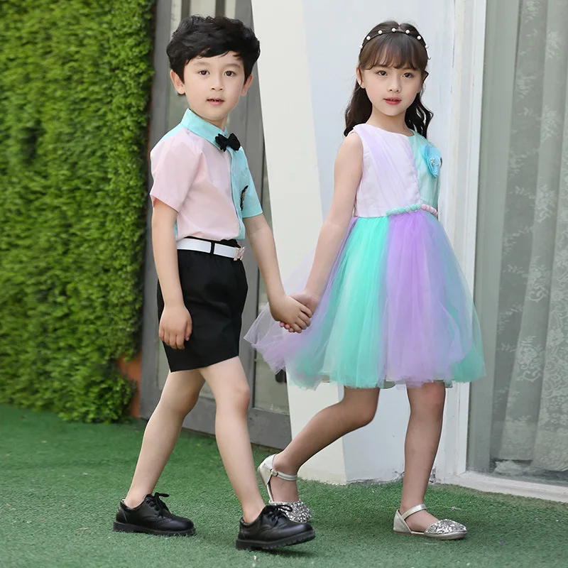 Детская одежда летняя пляжная рубашка для мальчиков + шорты Одинаковая маленьких