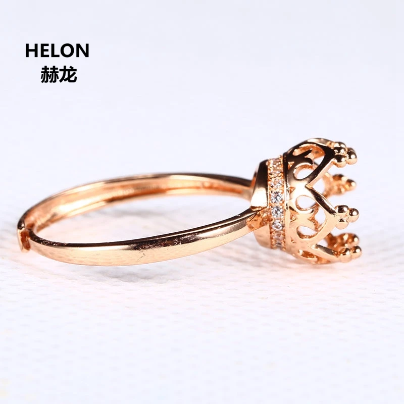 Женское кольцо из стерлингового серебра 925 пробы розовое золото 9-10 мм Круглый