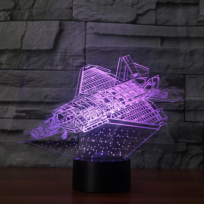 7 меняющихся цветов 3d иллюзия ночника передовая лампа самолета|night lamp|3d illusionillusion