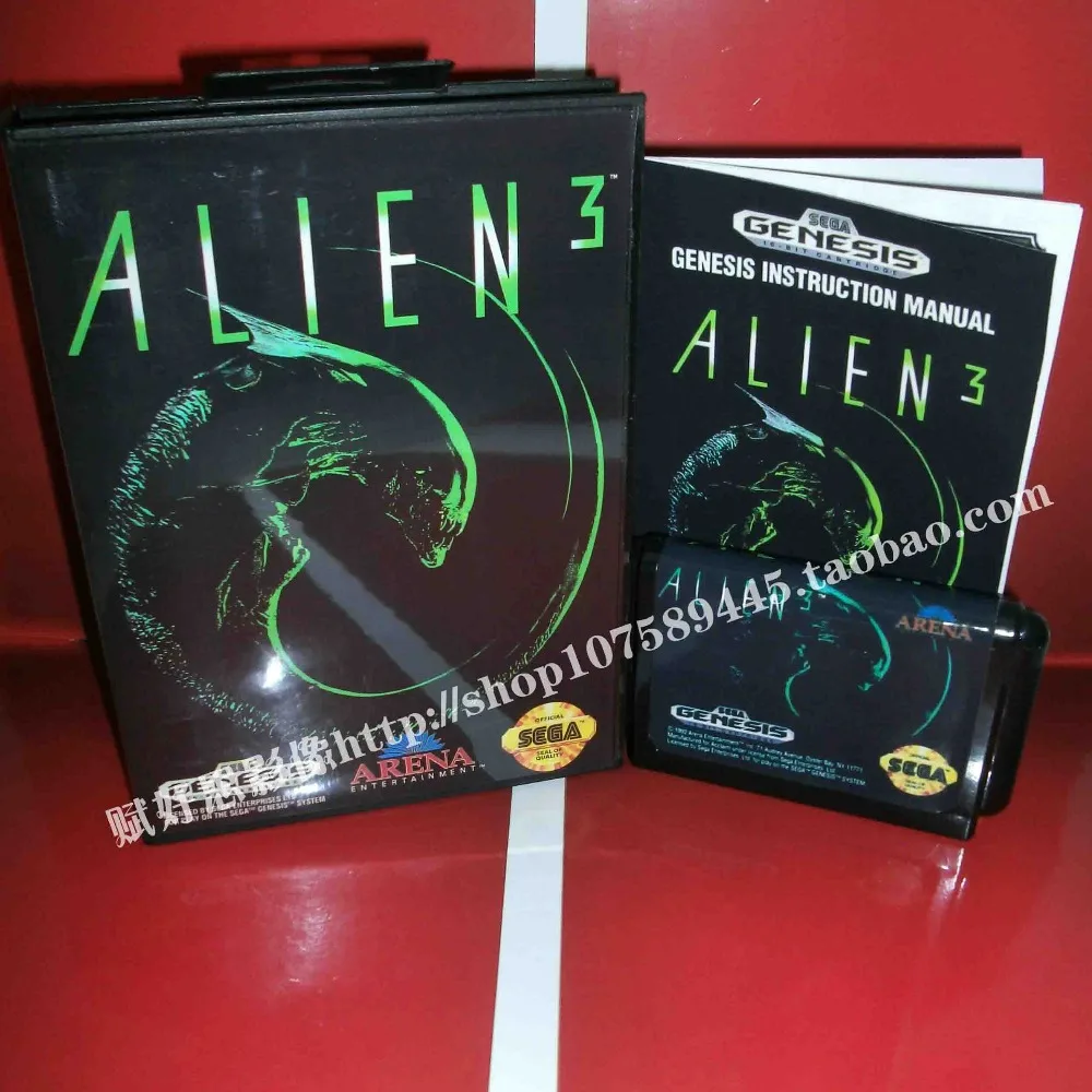 Sega MD игра-Alien 3 с коробкой и руководством для 16 бит игровой картридж Megadrive бытие