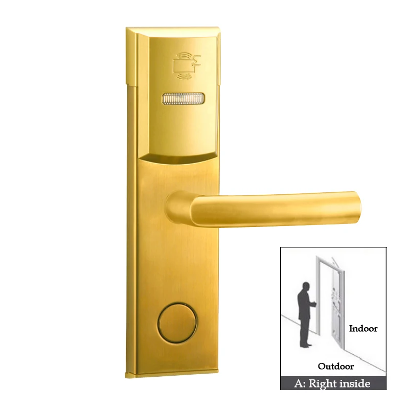 Golden right inside Высокая безопасность электронный RFID keyless дверной замок отель замок для квартиры офиса - Цвет: Golden right inside