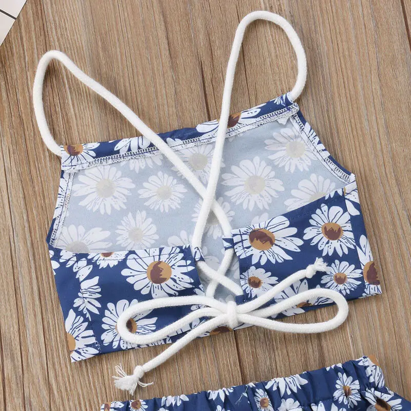 

2019 Toddler Baby Kid Girls Floral Clothes Sets Little Girl Crop Vest Tops Shorts Casual Outfits Clothing