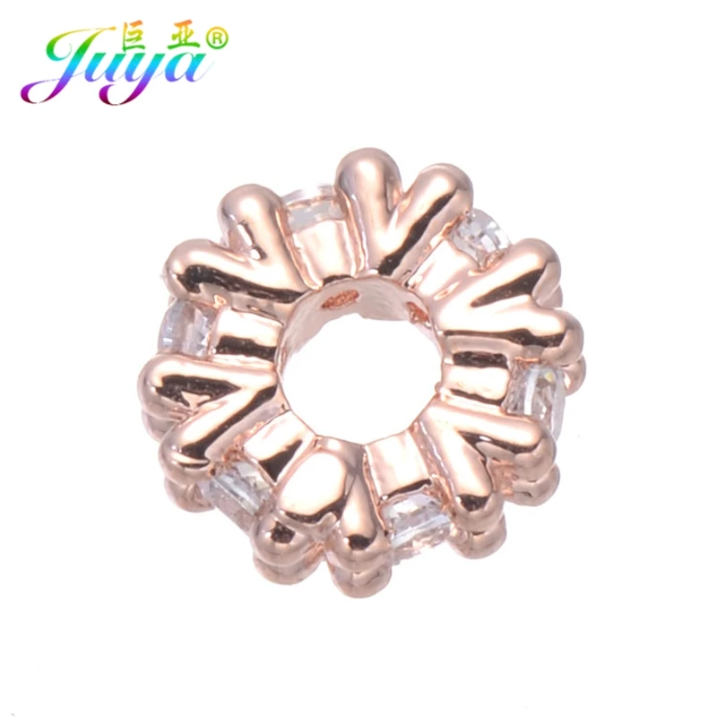Rose Gold Juya ручной работы Рукоделие ювелирные изделия бусины поставки украшения металлические снежинки 8 мм разделители бусины аксессуары для изготовления ювелирных изделий - Цвет: Rose Gold