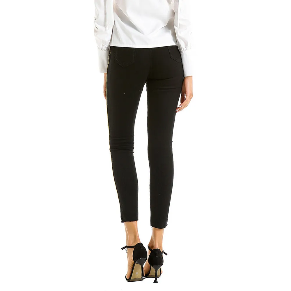 Женские обтягивающие джинсы супер тянущиеся облегающие полосатые джинсовые