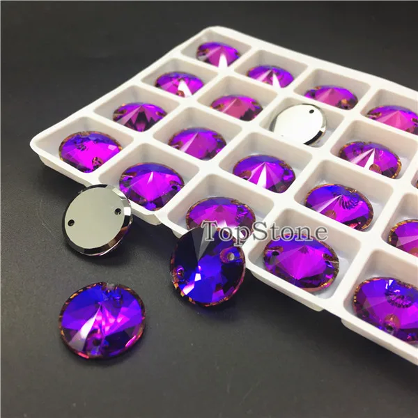Violet Blue TopStone 3200 Rivoli пришивной камень с плоской задней частью K9 стеклянный кристалл 10 12 14 16 мм круглые пришивные стразы DIy Одежда для платья - Цвет: Violet Blue