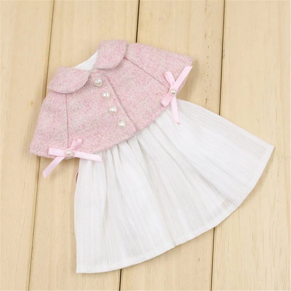 1 set Одежда для 1/6 Blyth ICY BJD кукла 2 шт. белое платье и розовая мантель милый стиль - Цвет: 1 set