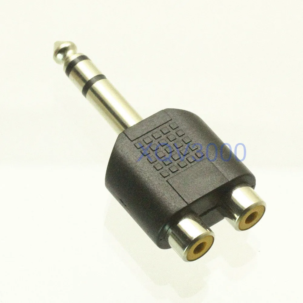 4x адаптер конвертер 6 35 мм штекер в 2 RCA гнездо Y Spliter стерео TRS|plug 6.35mm|plug maleplug rca female |