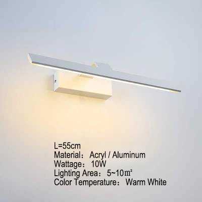 Современный подсветка для зеркала led лампа для ванной светодиодный настенный светильник в интерьере ванной алюминиевая арматура настенное освещение для макияжа Парикмахерская туалетный светльник в стиле минимальзма - Цвет абажура: L55cm Warm whtie