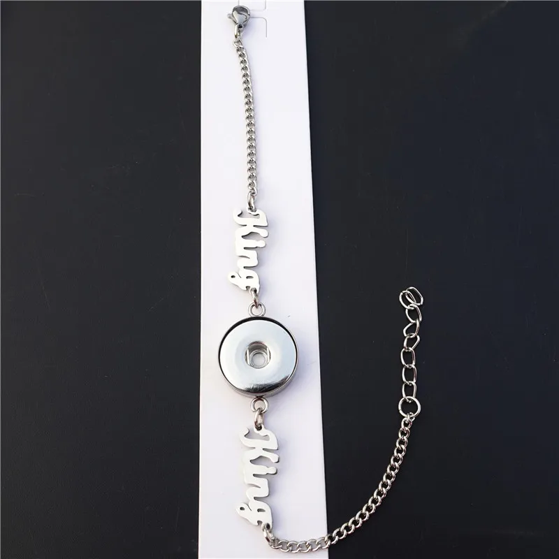 Нержавеющая сталь 18 мм кнопки король браслет ювелирные изделия для мужчин