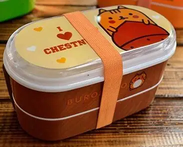 Coffee Chestnuts Высокое качество 1 шт. пластик Bento Ланчбокс 4 цвета набор столовых приборов микроволновая печь Rilakkuma Bento многослойная детская коробка Bento - Цвет: Coffee Chestnuts