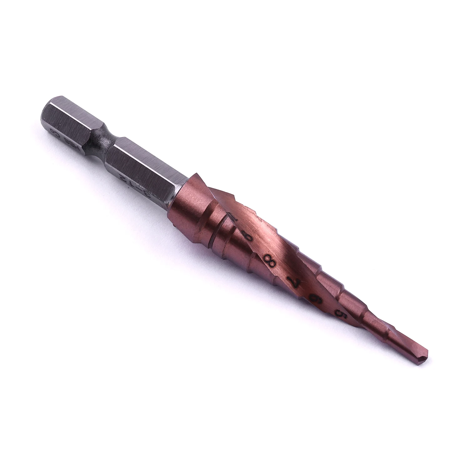 Спиральное ступенчатое сверло HSS CO Cobalt M35 с шестигранным хвостовиком 1/4