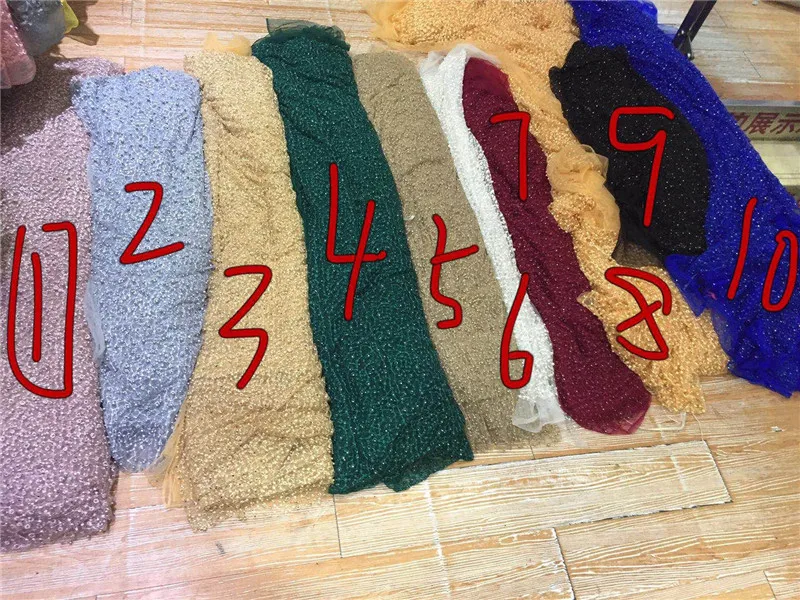 Высококачественная нигерийская фатиновая кружевная ткань с бусинами