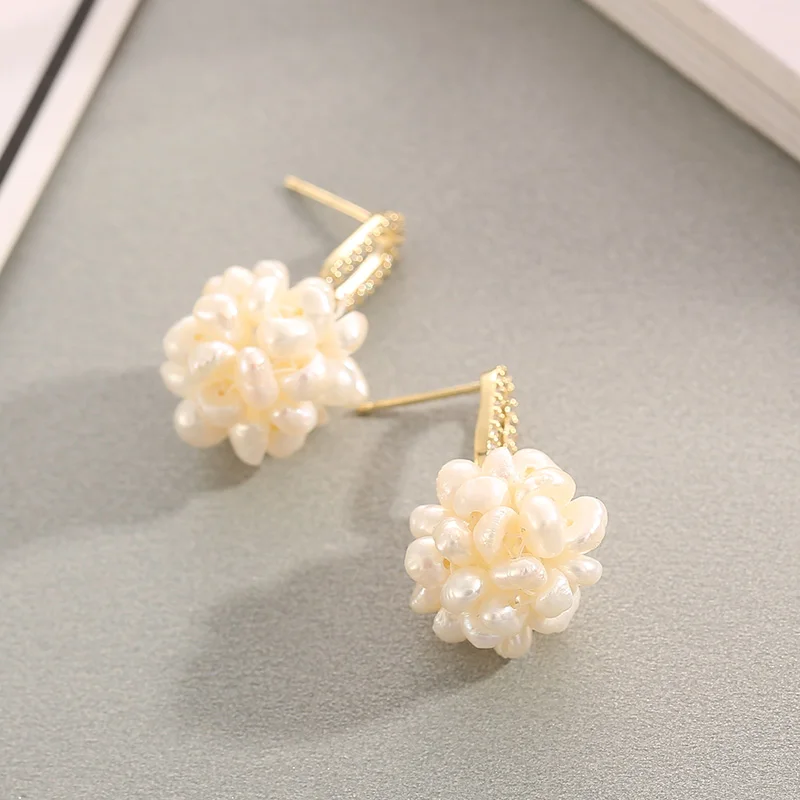 Женские серьги с натуральным пресноводным жемчугом очаровательные ювелирные