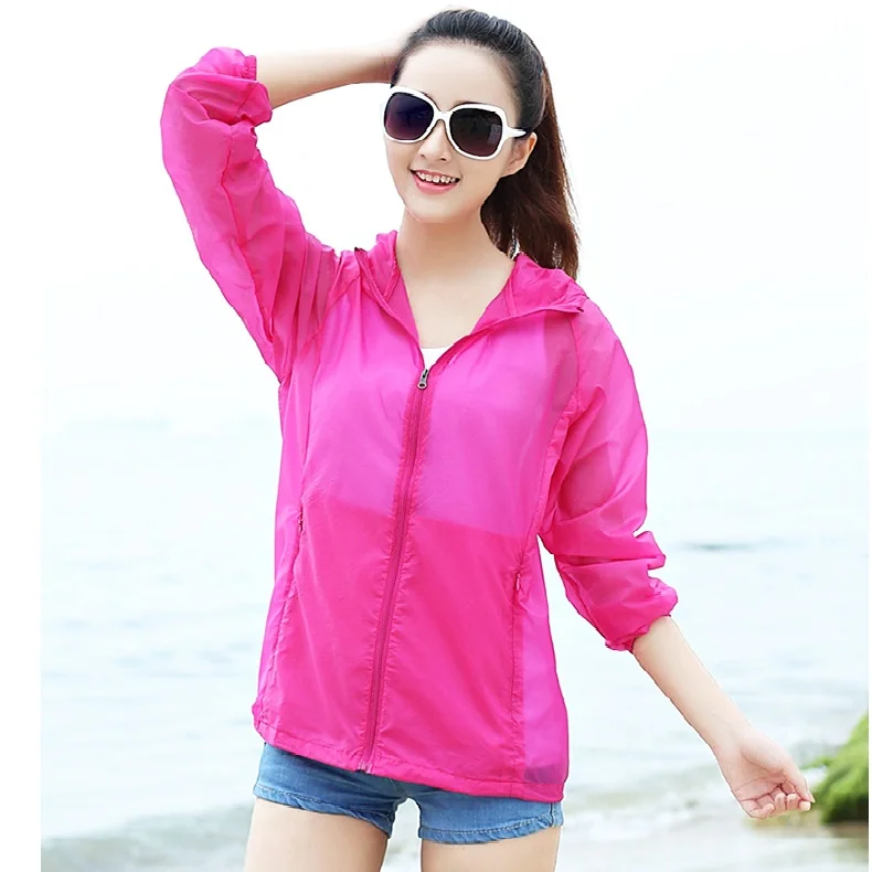 Женское ультратонкое пляжное пальто прозрачное солнцезащитное с капюшоном