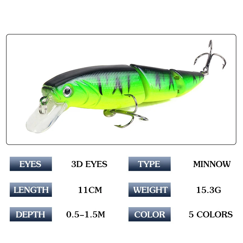 Minnow приманки для ловли рыбы на высоком каблуке 11 см 15 3g 3 слоев опускается дно Swimbait