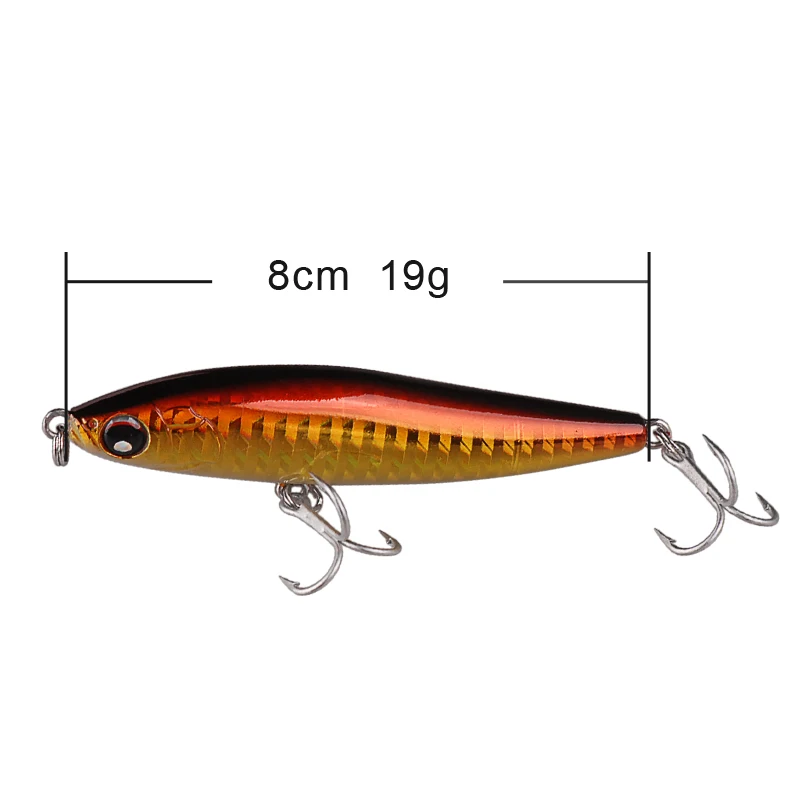 Умная приманка Карандаш 80 мм 19 г Тонущая для рыбной ловли крючок VMC 3D глаза