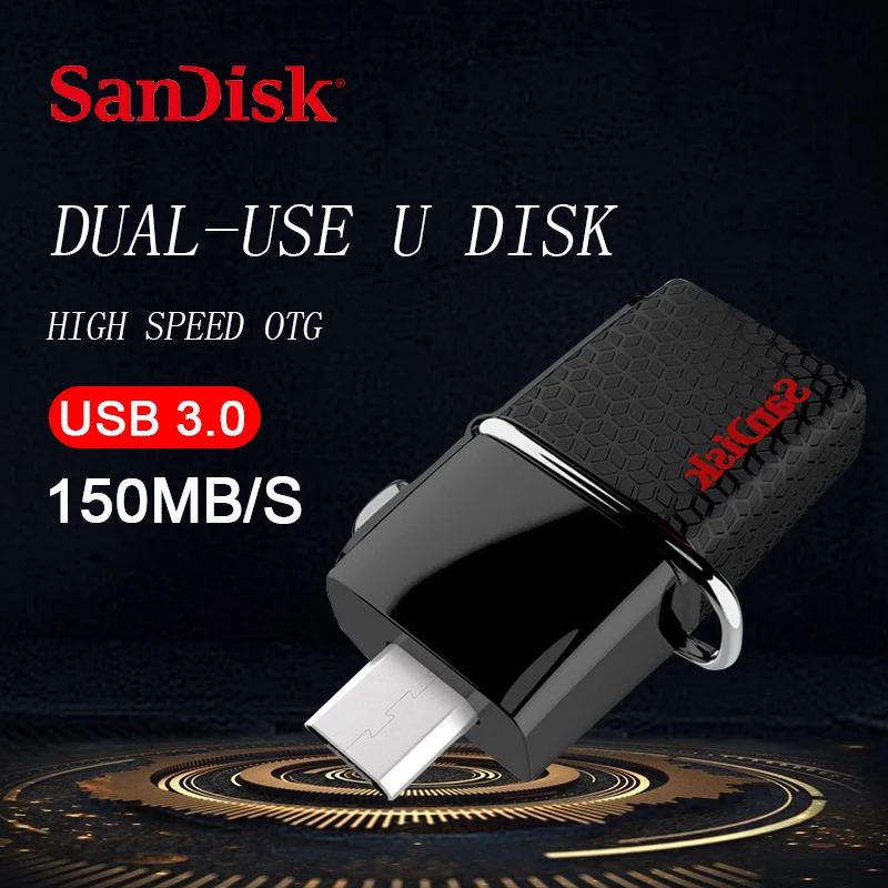 SanDisk OTG USB Флешка 32 ГБ Ultra Dual интерфейс 16 130 м/с 3 0 флэшки 128 PenDrives 64 100% оригинальный