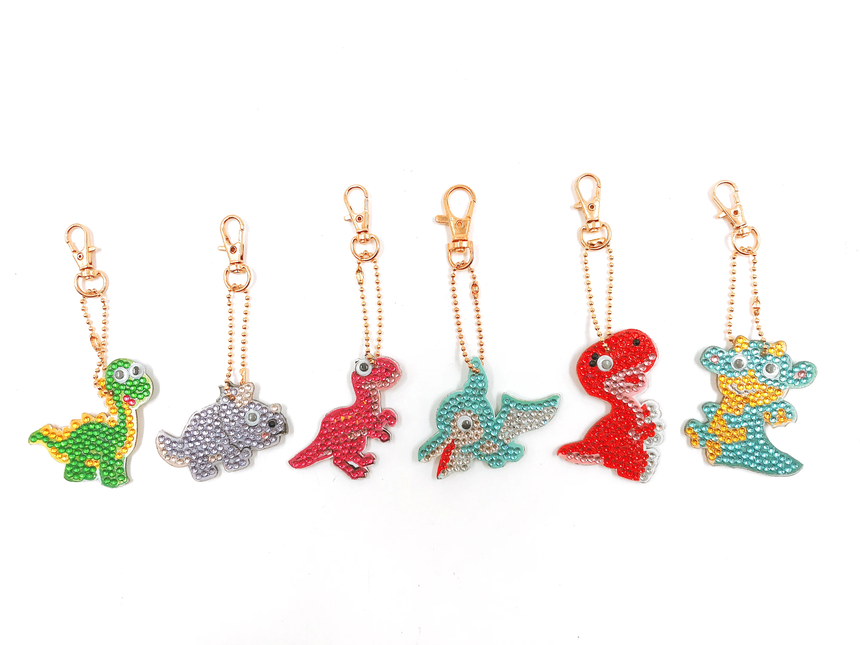

DIY HOT!New Coming Acrylic Dinosaur Key Chain Cartoon Cute KeyRing Full Crystal Animal Keychain for Kids Gifts Bag Decoration