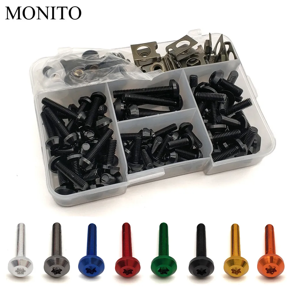 Universal Motorcycle Fairing Body Bolts Scooter Nuts M6 Spire Speed Fastener Clips Screw Spring CNC Aluminum | Автомобили и