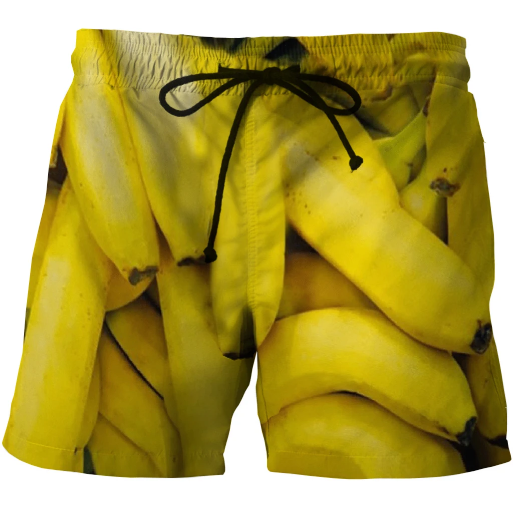 Забавные мужские 3D шорты с принтом банана летние быстросохнущие повседневные