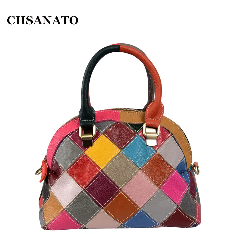 

CHSANATO Stylish Cow Leather Shell Bags Fashion Girls Messenger Bag Crossbody Bags High Quality Plaid Shoulder Bag For Women