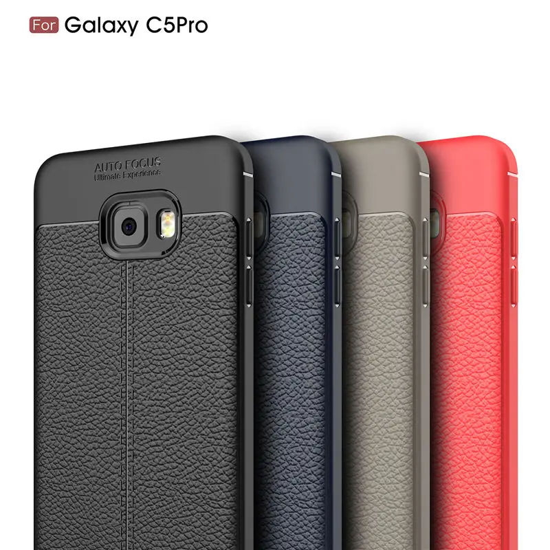 Ультратонкий чехол s для samsung Galaxy C5 Pro мягкий силиконовый из ТПУ с рисунком личи |