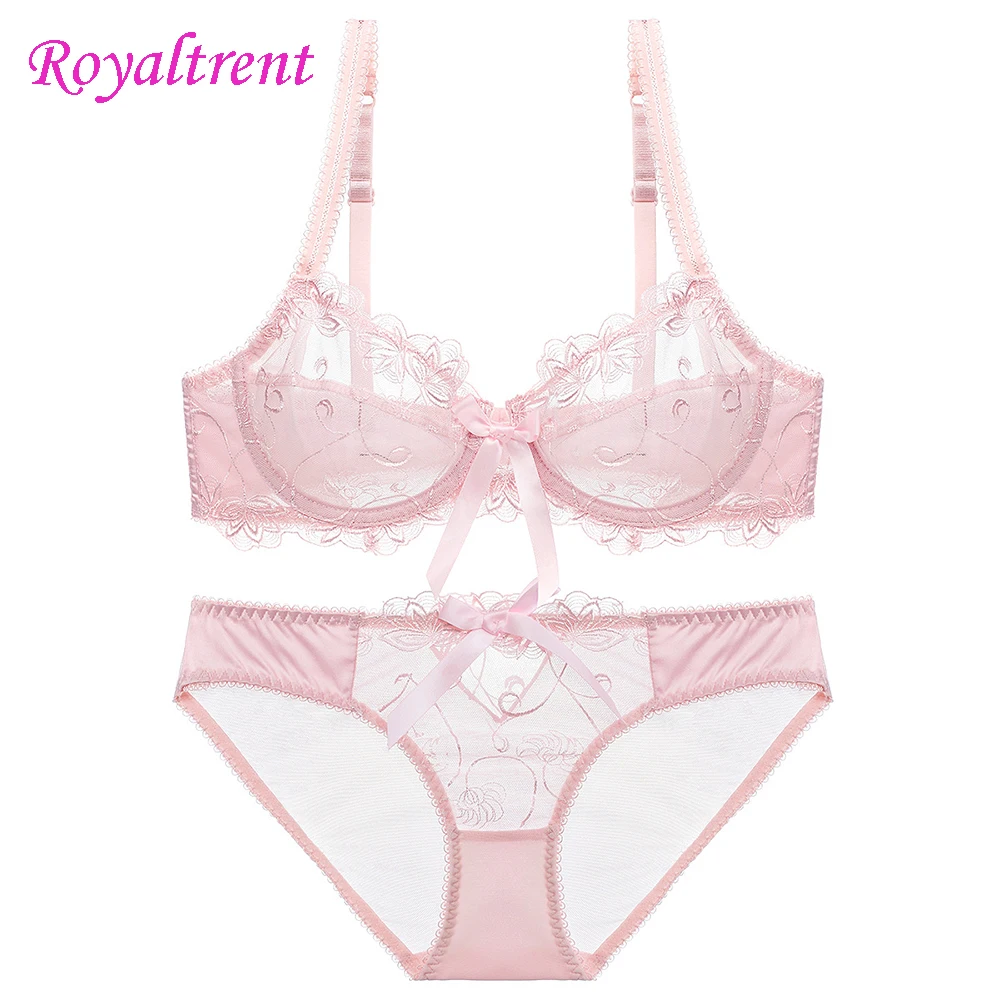 Girls Underwear Underwire Ultra-Thin Transparent Embroidery Breathable Sexy Ladies Bra Set Women'S Intimates | Женская одежда