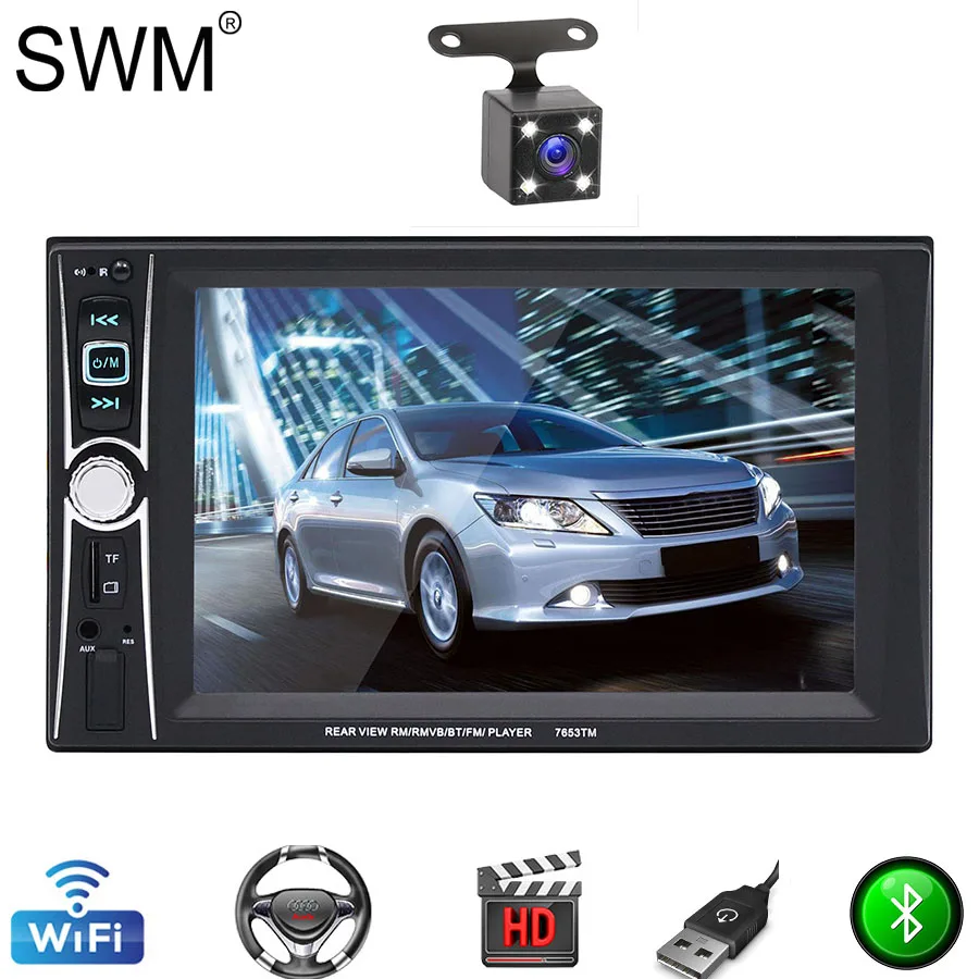 SWM радио автомобиля стерео 6," авторадио радио Bluetooth Зеркало Ссылка Estereo де Авто Con Pantalla Реверсивный Изображение радио Coche USB FM