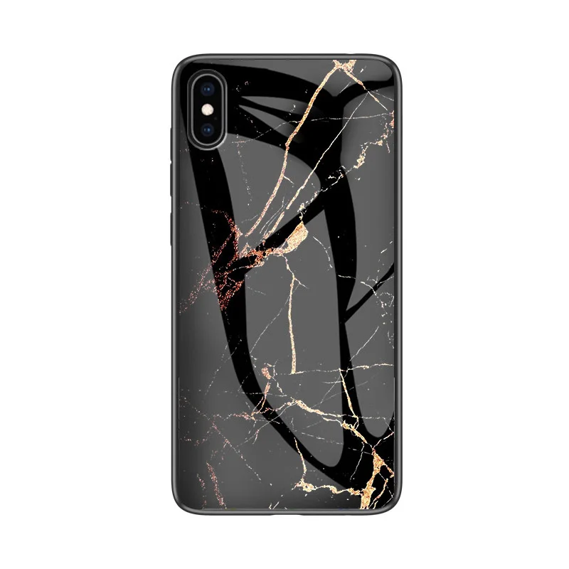 Golden-Black FLOVEME чехол из мраморного стекла для iPhone X XR XS MAX чехол для телефона для iPhone 7 8 6 6s Plus чехол s Закаленное стекло Coque Capa - Цвет: Golden-Black