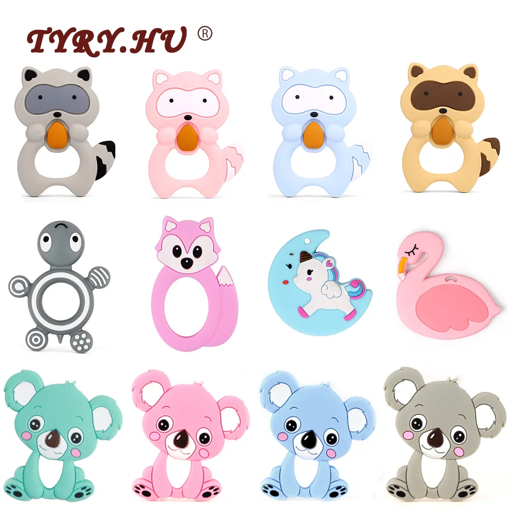 

TYRY.HU Silicone Teether Mordedor Silicona 1PC Baby Teething Necklace Pendant DIY Pacifier Chain Silicone Beads Toy