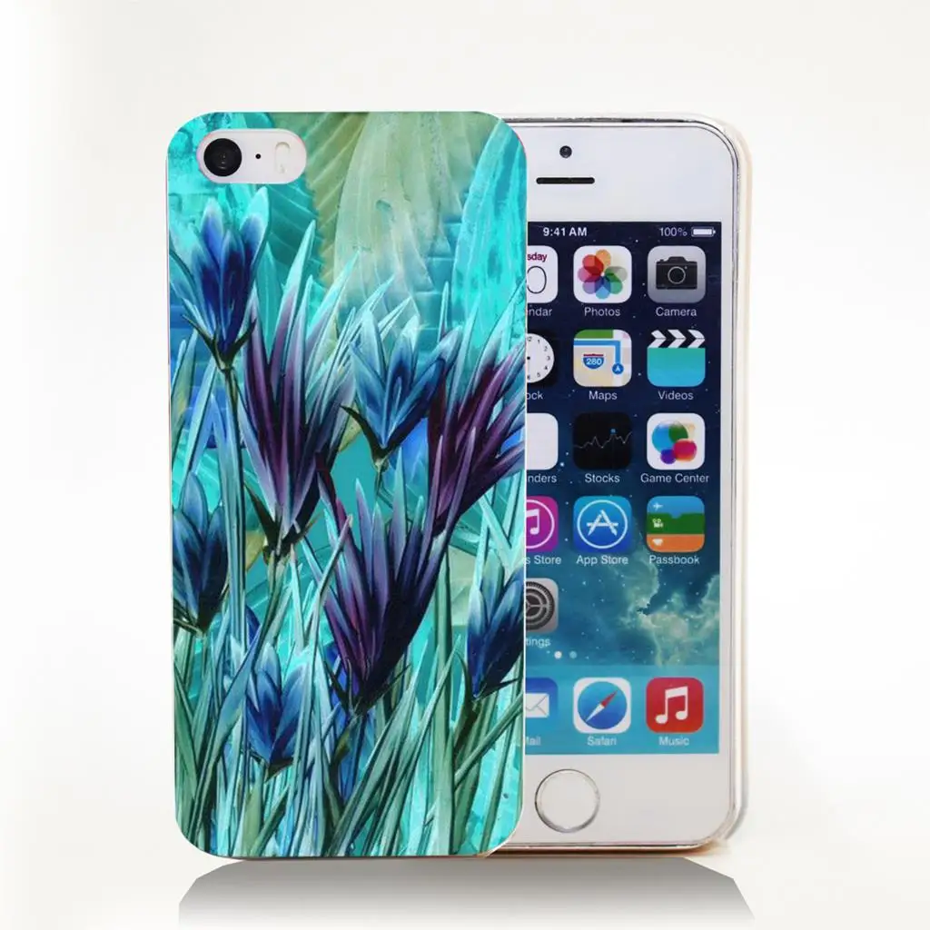 Green Flower Trees Hard Transparent Cover Case for iPhone 4 4s 5 5s 5c 6 6s Phone Cases Protect |