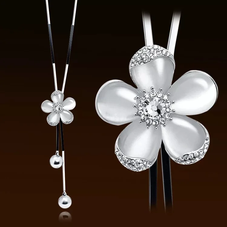 BYSPT циркониевый опал длинное ожерелье с цветком цепочка для свитера модная