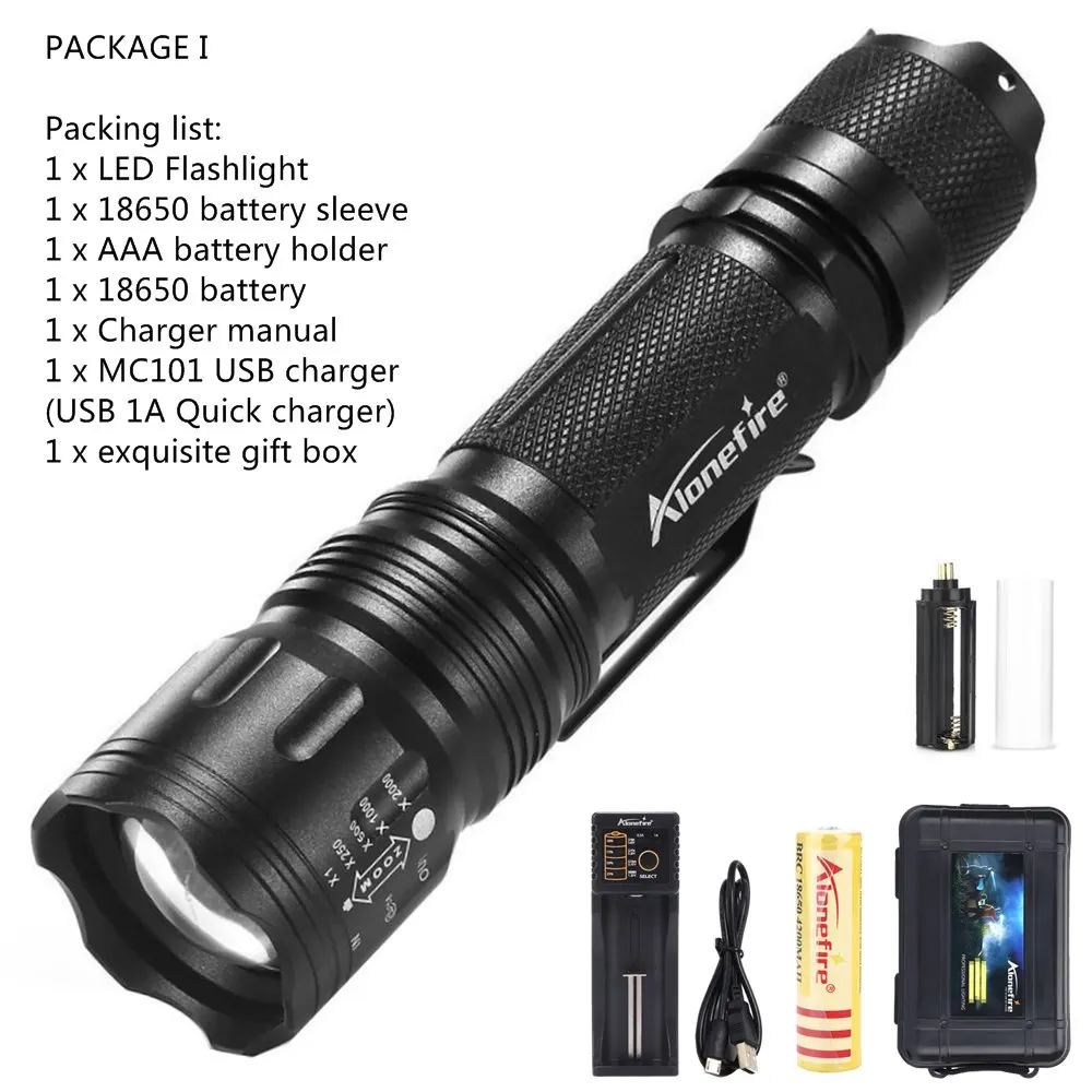 PACKAGE I AloneFire TK105 высокомощный светодиодный фонарик XP-L V6 масштабируемый водонепроницаемый рабочий патруль ручной фонарь туристический походный альпинистский фонарь - Испускаемый цвет: PACKAGE I