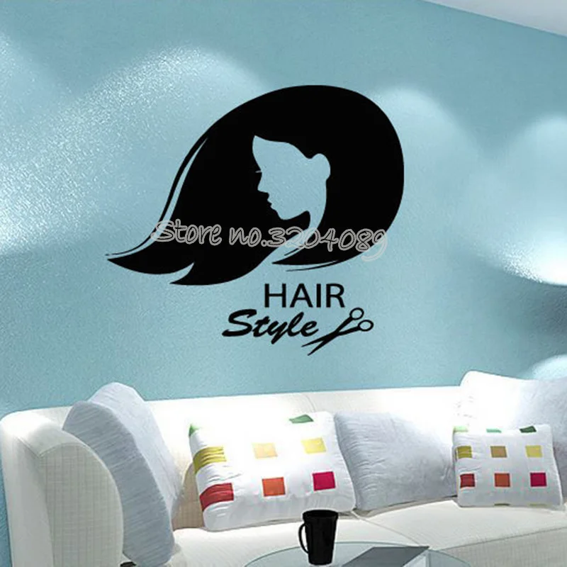 Красота настенные наклейки для салона волос спа женщина девушка виниловые на