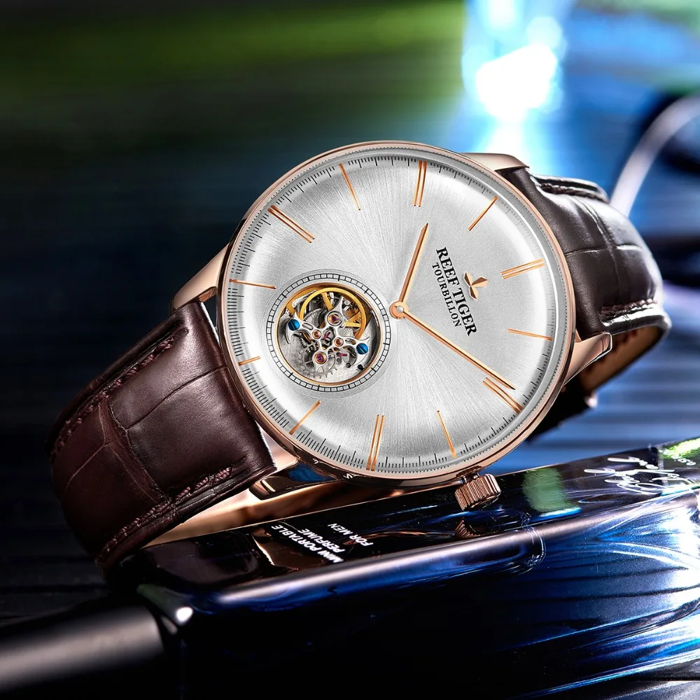 Риф Тигр/RT лучший бренд класса люкс для мужчин chaincal Tourbillon часы сапфировое стекло розовое золото часы relogio masculino RGA1930