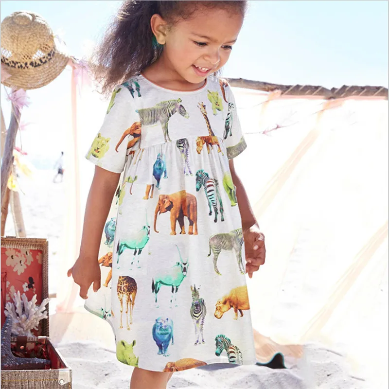 Новый стиль милые платья с короткими рукавами для маленьких девочек детская