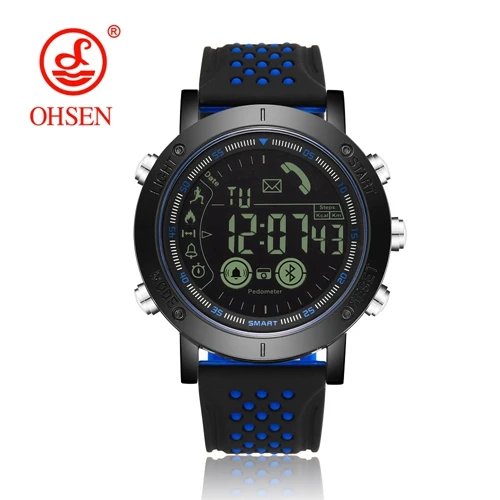Blue Smart Watch OHSEN для мужчин Смарт наручные Часы Шагомеры Bluetooth напоминание Будильник Секундомер Мода синий защищенные часы для IOS Android системы - Цвет: Blue Smart Watch