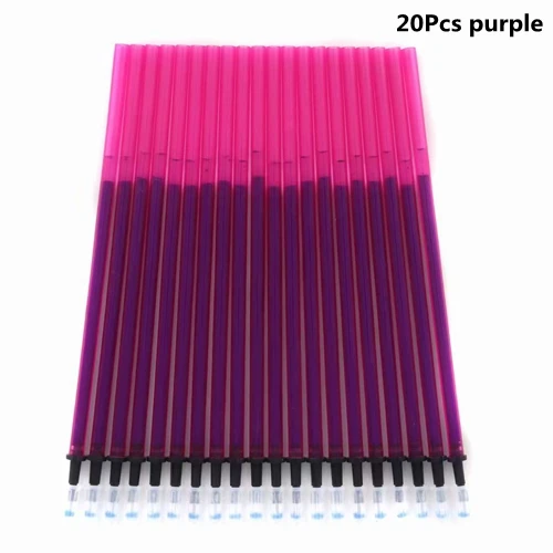 20Pcs purple 10/12/20 шт./лот Цвет стержень со стираемыми чернилами Шариковая ручка комплект 0,5 мм стираемая ручка моющиеся ручка стержень для школьные канцелярские принадлежности - Цвет: 20Pcs purple