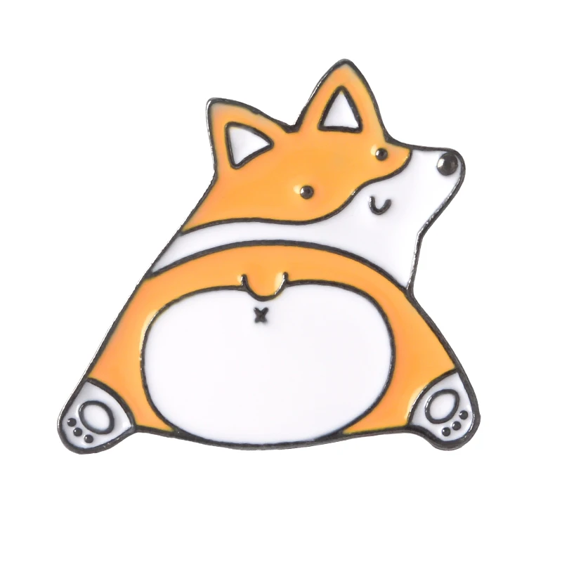 Orange corgi Qihe ювелирные изделия корги сердце приклад булавки приклад Броши корги любовник эмаль нагрудные знаки Значки для корги ботаники подарок для собаки мамы - Окраска металла: Orange corgi
