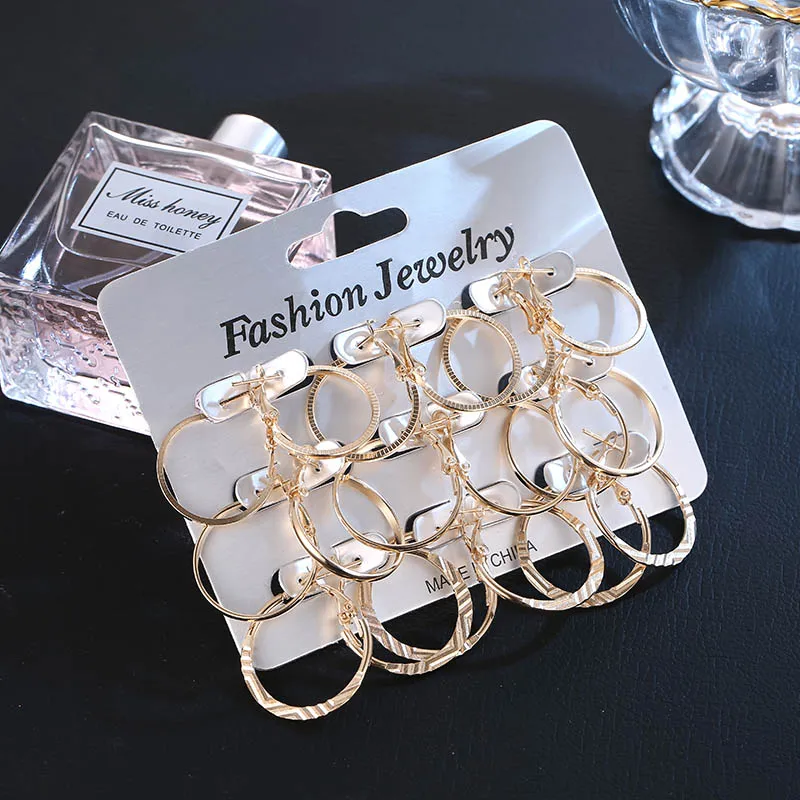 Новинка 2020 9 пары/компл. круглые кольца в стиле панк модная Золотая подвеска для
