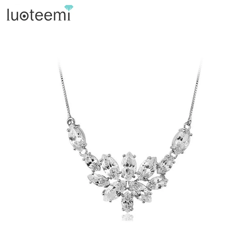 Ожерелье LUOTEEMI с фианитом женское модное роскошное свадебное Ювелирное Украшение