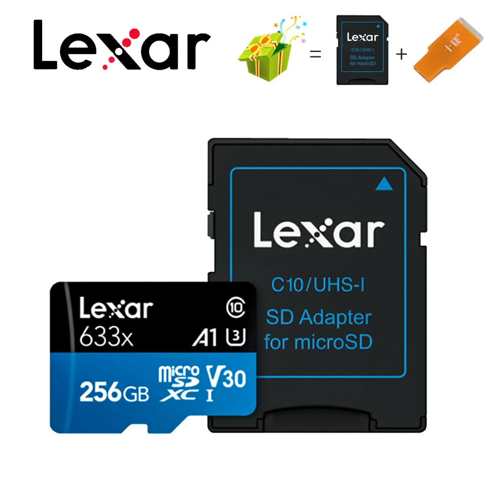 Карта памяти Lexar 512 ГБ 256 128 64 U3 98 МБ/с./с 32 карта Micro sd Class10 флеш Microsd TF/sd s класс 10