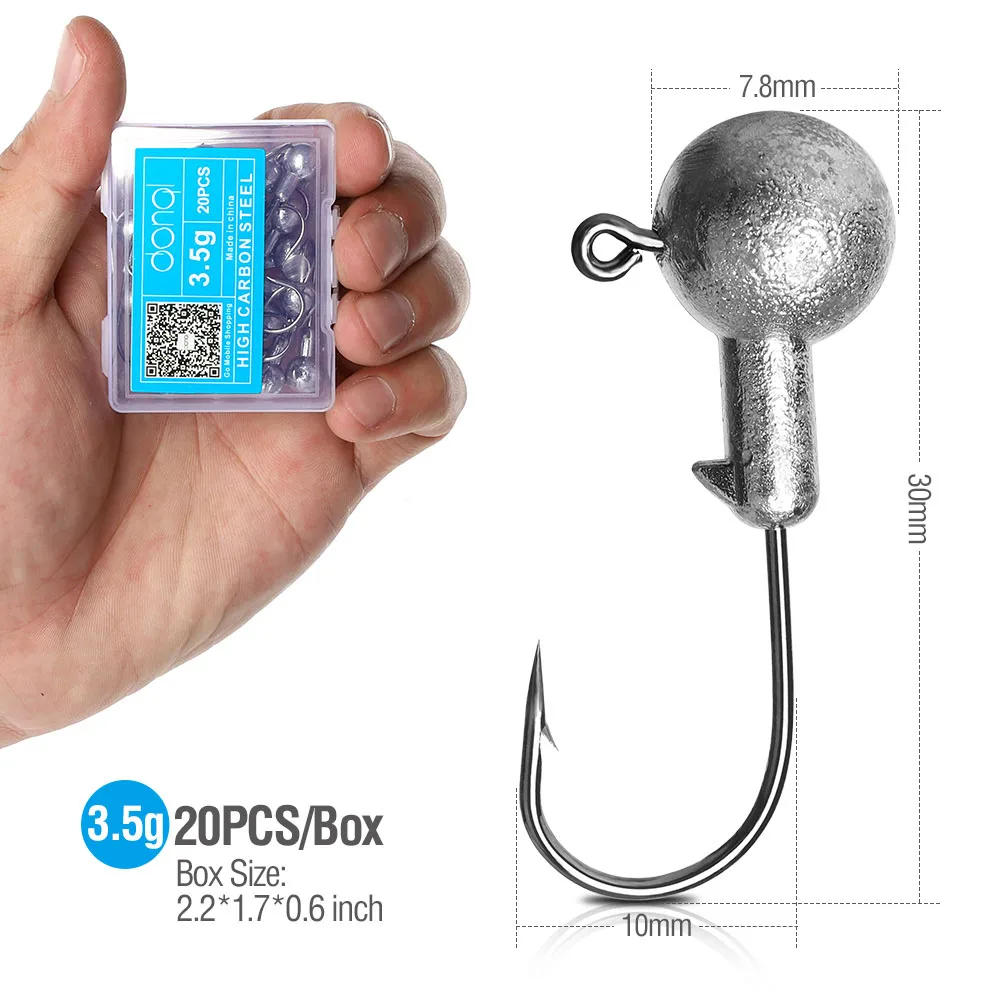 20pcs 3.5g DONQL 20 шт./компл. свинцовая головка рыболовный крючок для Мягкая приманка в виде червей кривошипный джиг рыболовный крючок 1 г-20 г колючая Одиночная карп рыболовные крючки Снасть - Цвет: 20pcs 3.5g