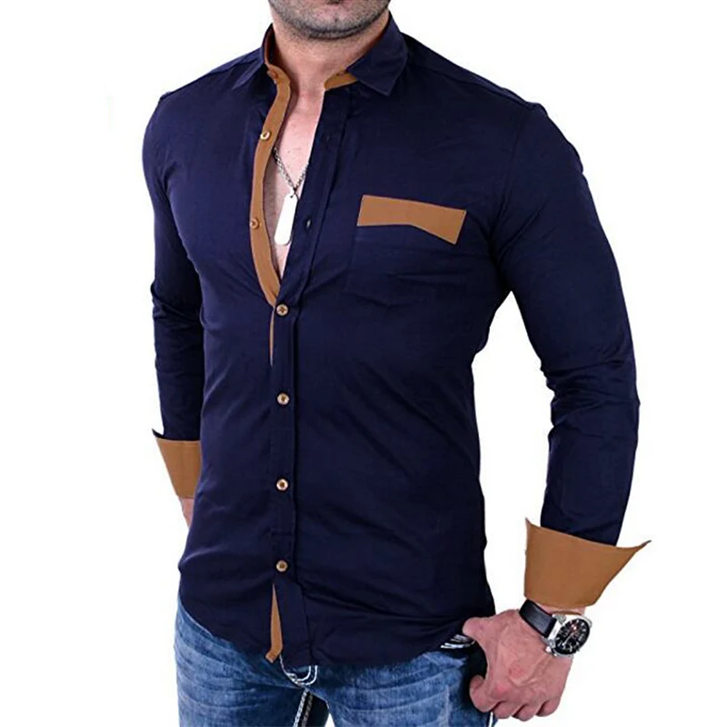 Для мужчин рубашки новый модный бренд Camisa Masculina рубашка с длинными рукавами