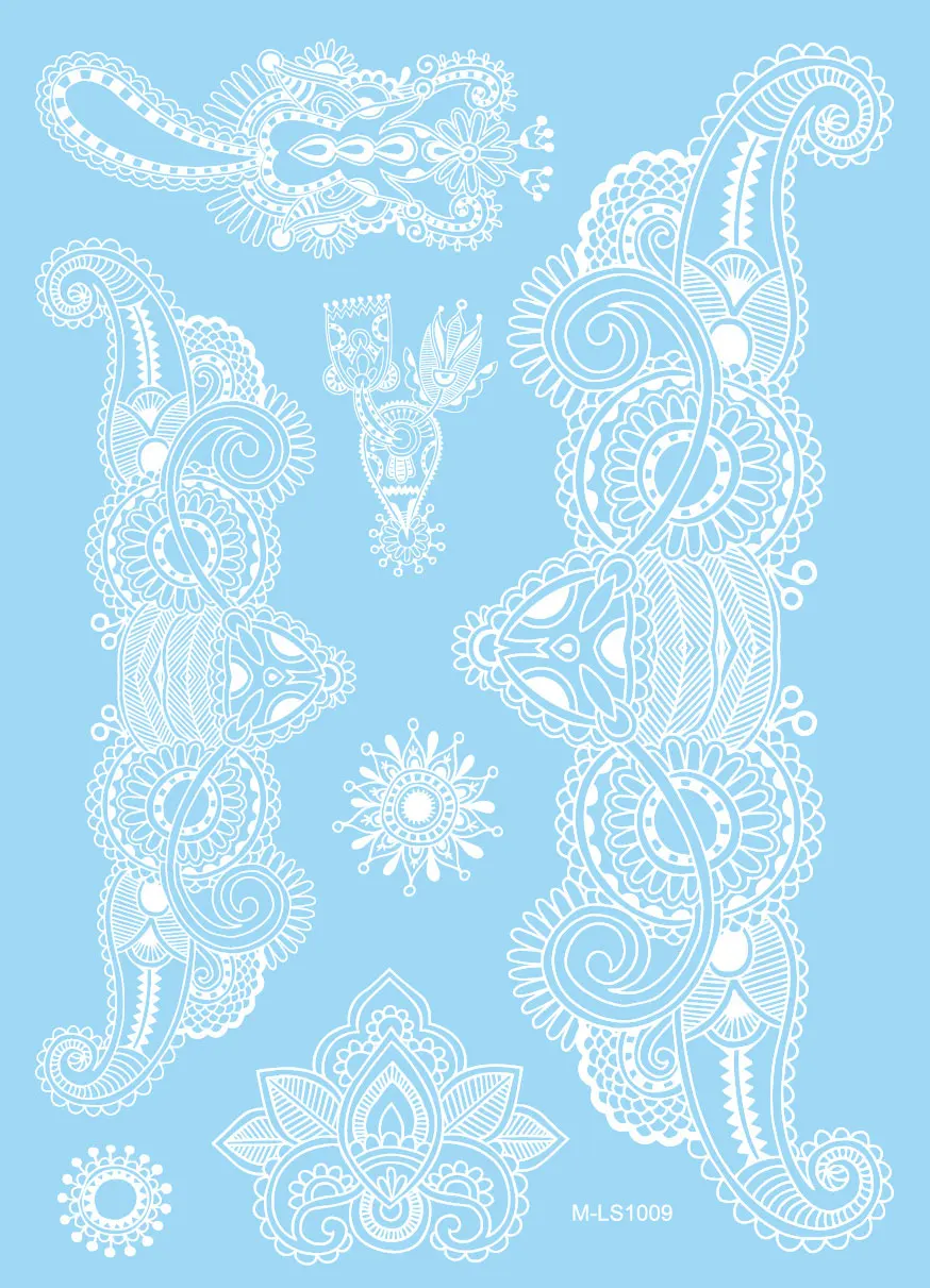 1 шт. белая индийская кружевная Татуировка слона татуировка Ганеши для женщин