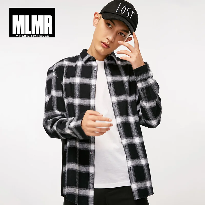 Мужская рубашка в клетку с длинными рукавами MLMR | 218305507|Повседневные рубашки|