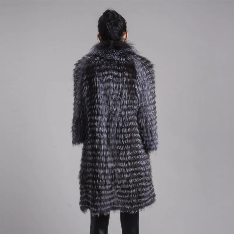 QIUCHEN PJ8141Real шубы из натурального меха лисы Модная Меховая куртка стильное пальто в полоску Женская верхняя одежда из лисьего меха
